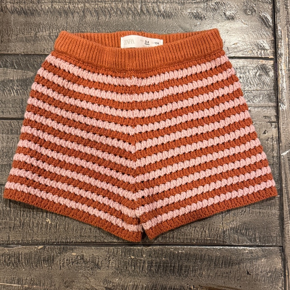 Zara toddle girls Knit Shorts - Pink and terracotta